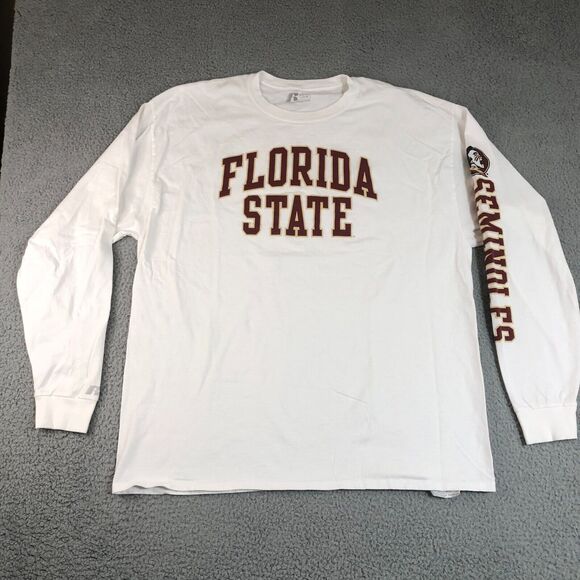 Florida State Seminoles Shirt Adult 2XL XXL White Red Football Russell Mens NCAA - Picture 1 of 9
